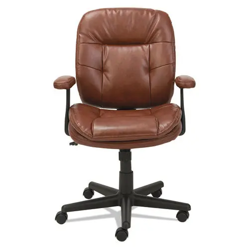Swivel-Tilt Leather Task Chair, Supports Up To 250 Lbs., Chestnut Brown Seat-Chestnut Brown Back, Black Base 1