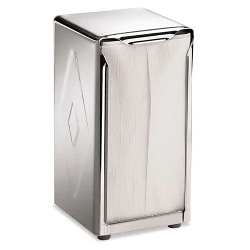 Tabletop Napkin Dispenser, Tall Fold, 3 3-4 X 4 X 7 1-2, Capacity: 150, Chrome 1
