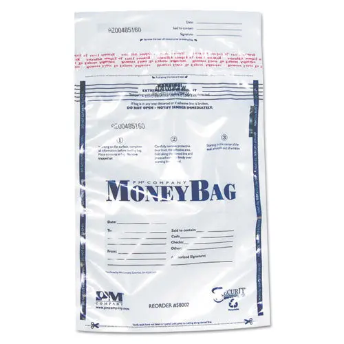 Tamper-Evident Deposit Bags, 9 X 12, Plastic, Clear, 100 Per Pack 1