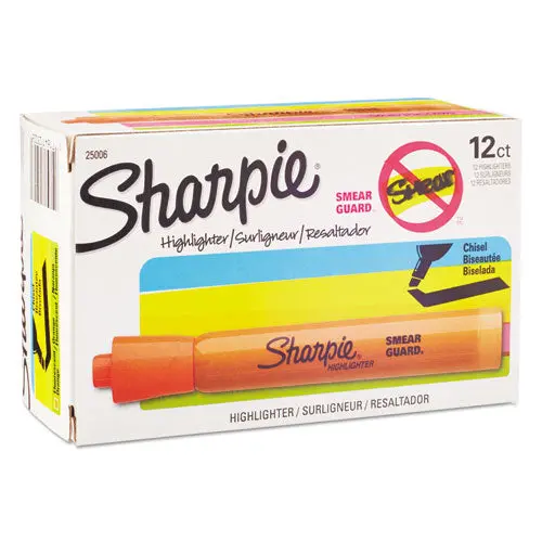 Tank Style Highlighters, Chisel Tip, Orange, Dozen 1