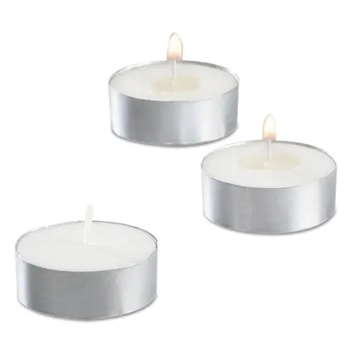 Tealight Candle, 5 Hour Burn, 0.5"H, White, 50-Pack, 10 Packs-Carton 1