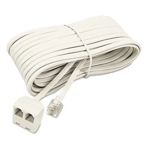 Telephone Extension Cord, Plug-Dual Jack, 25 Ft., Almond 1