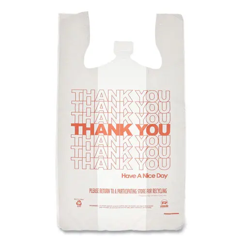 Thank You Bags, 13" X 23" X 23", Red/White, 1,000/Carton 1