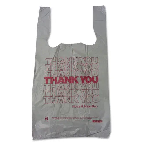 Thank You High-Density Shopping Bags, 10" X 19", White, 2,000-Carton 1