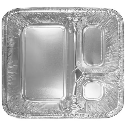 Three-Compartment Oblong Food Container, 24 Oz, 6.38 X 1.47 X 8, Silver, Aluminum, 500/Carton 1