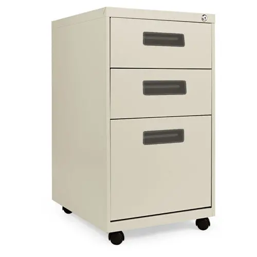 Three-Drawer Metal Pedestal File, 14.96W X 19.29D X 27.75H, Putty 1
