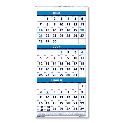 Three-Month Academic Wall Calendar, 8 X 17, 14-Month (June-July), 2020-2021 1