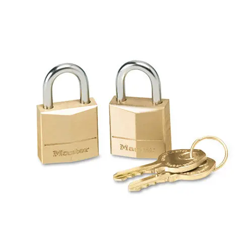Three-Pin Brass Tumbler Locks, 3-4" Wide, 2 Locks And 2 Keys, 2-Pack 1