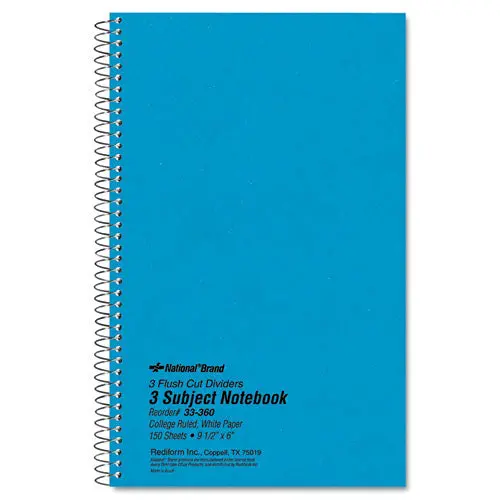 Three-Subject Wirebound Notebooks, 3 Subjects, Medium-College Rule, Blue Cover, 9.5 X 6, 150 Sheets 1