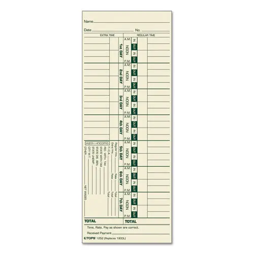 Time Card For Acroprint And Lathem, Weekly, 3 1-2 X 9, 500-Box 1