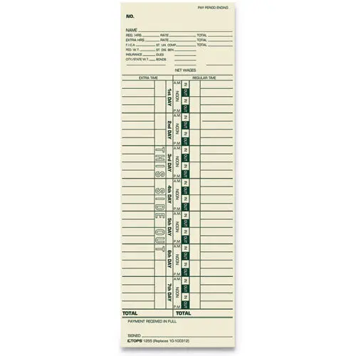 Time Card For Cincinnati-Simplex, Weekly, 3 1-2 X 10 1-2, 500-Box 1