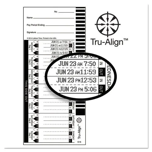 Time Card For Lathem Model 1600E 1