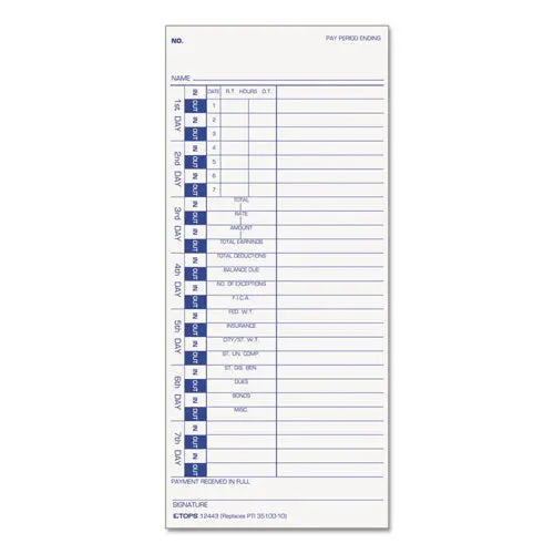 Time Card For Pyramid, Weekly, 4 X 9, 100-Pack 1