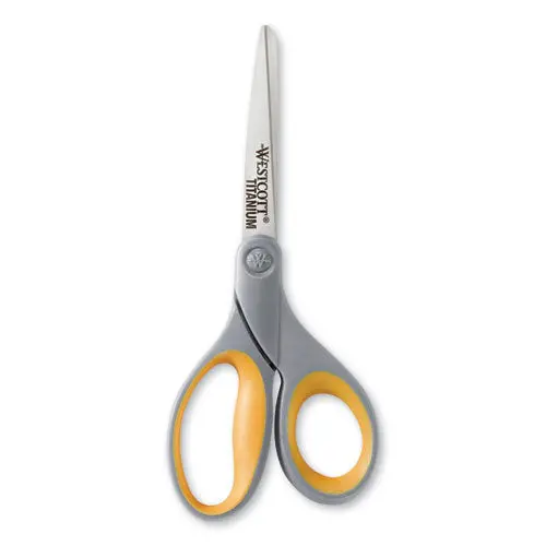 Titanium Bonded Scissors, 8" Long, 3.5" Cut Length, Gray-Yellow Straight Handle 1