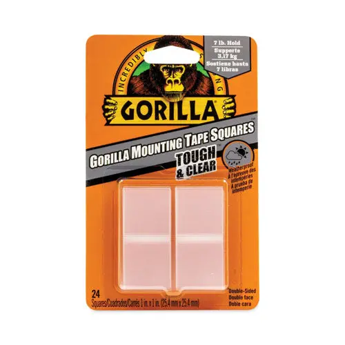 Tough And Clear Double-Sided Mounting Tape, Holds Up To 0.58 Lb Per Pair (Up To 7 Lb Per 24), 1" X 1", Clear, 24-Pack 1