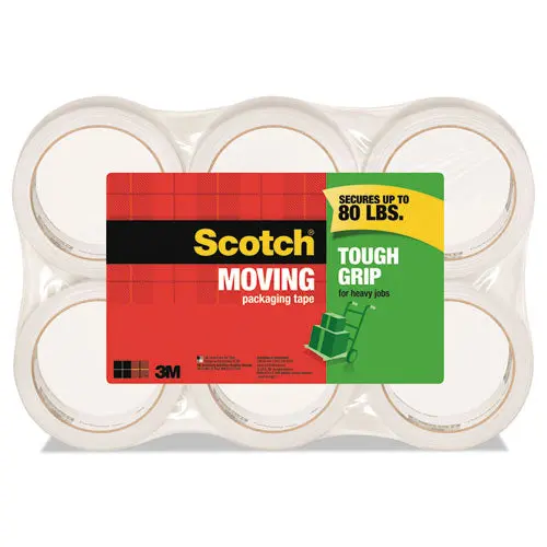 Tough Grip Moving Packaging Tape, 3" Core, 1.88" X 54.6 Yds, Clear, 6-Pack 1
