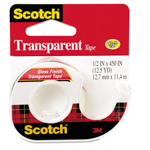 Transparent Tape In Handheld Dispenser, 1" Core, 0.5" X 37.5 Ft, Transparent 1