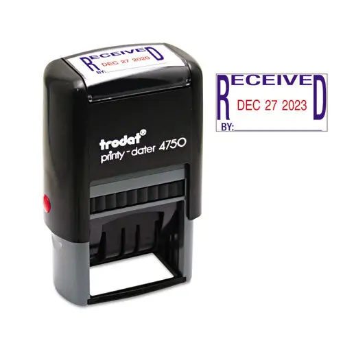 Trodat Economy Stamp, Dater, Self-Inking, 1 5-8 X 1, Blue-Red 1