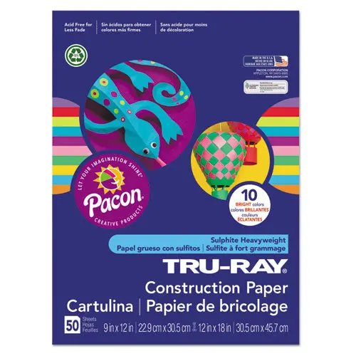 Tru-Ray Construction Paper, 76Lb, 12 X 18, Assorted Bright Colors, 50-Pack 1