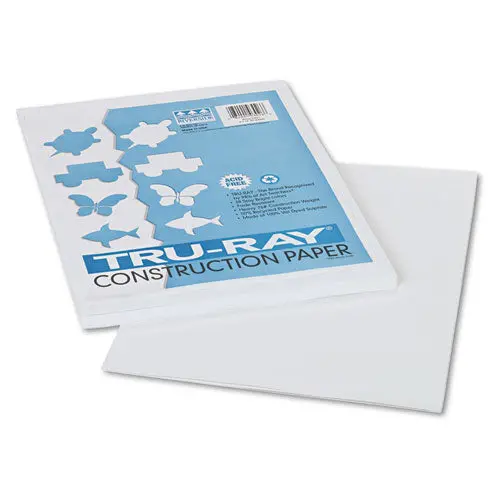 Tru-Ray Construction Paper, 76Lb, 9 X 12, White, 50-Pack 1