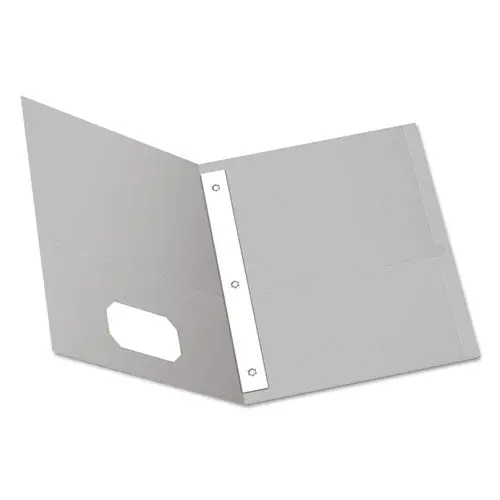Twin-Pocket Folders With 3 Fasteners, Letter, 1-2" Capacity, Gray, 25-Box 1