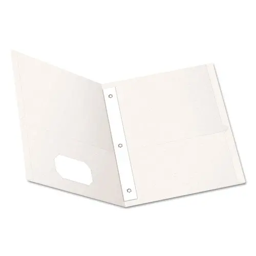 Twin-Pocket Folders With 3 Fasteners, Letter, 1-2" Capacity, White, 25-Box 1