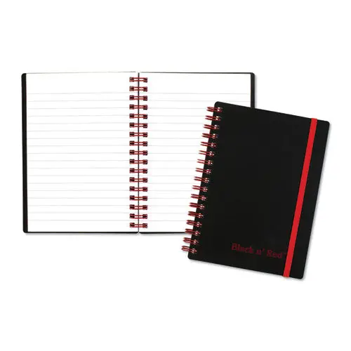 Twin Wire Poly Cover Notebook, Wide-Legal Rule, Black Cover, 5.88 X 4.13, 70 Sheets 1