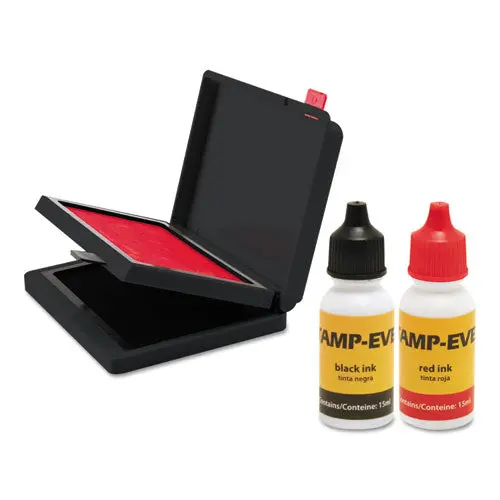Two-Color Stamp Pad With Ink Refill, 2 3-8 X 4, Red-Black 1