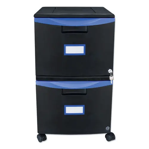 Two-Drawer Mobile Filing Cabinet, 14.75W X 18.25D X 26H, Black-Blue 1