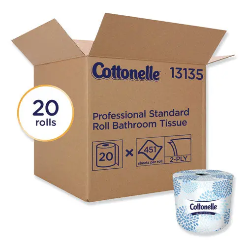Two-Ply Bathroom Tissue,Septic Safe, White, 451 Sheets-Roll, 20 Rolls-Carton 1