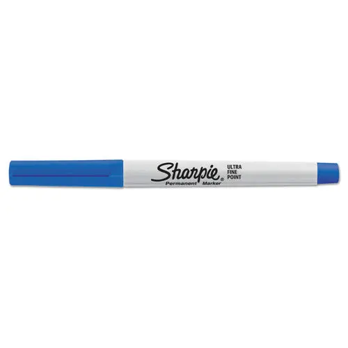 Ultra Fine Tip Permanent Marker, Extra-Fine Needle Tip, Blue, Dozen 1