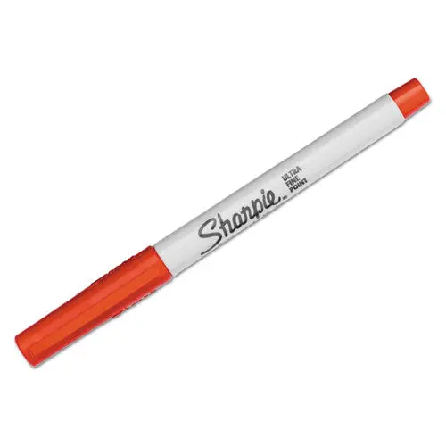 Ultra Fine Tip Permanent Marker, Extra-Fine Needle Tip, Red, Dozen 1