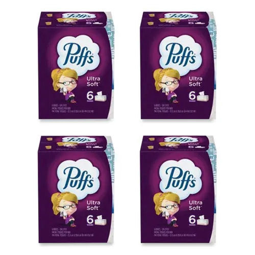 Ultra Soft Facial Tissue, 2-Ply, White, 124 Sheets/Box, 6 Boxes/Pack, 4 Packs/Carton 1