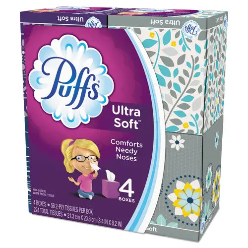 Ultra Soft Facial Tissue, 2-Ply, White, 56 Sheets-Box, 4 Boxes-Pack, 6 Packs-Carton 1