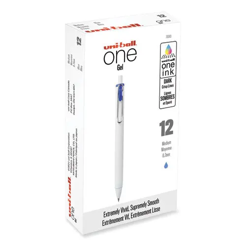 Unione Gel Pen, Retractable, Medium 0.7 Mm, Blue Ink, White Barrel, Dozen 1