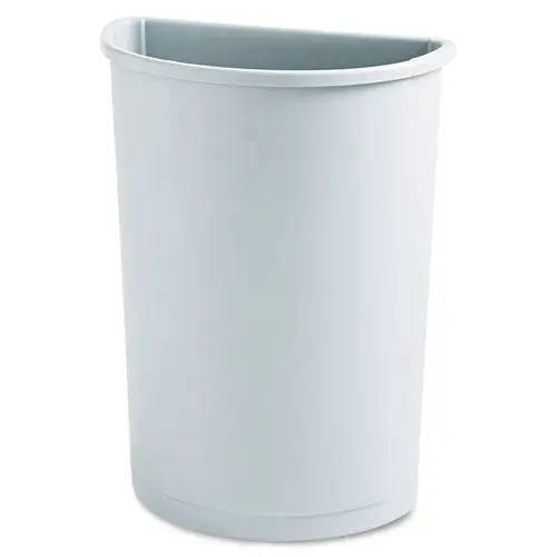 Untouchable Waste Container, Half-Round, Plastic, 21 Gal, Gray 1