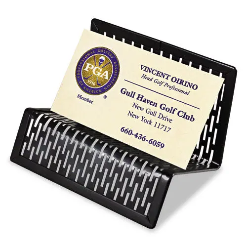 Urban Collection Punched Metal Business Card Holder, Holds 50 2 X 3 1-2, Black 1