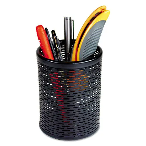 Urban Collection Punched Metal Pencil Cup, 3 1-2 X 4 1-2, Black 1
