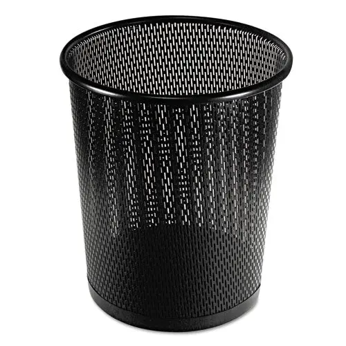 Urban Collection Punched Metal Wastebin, 20.24 Oz, 9" Diameter, Steel, Black Satin 1
