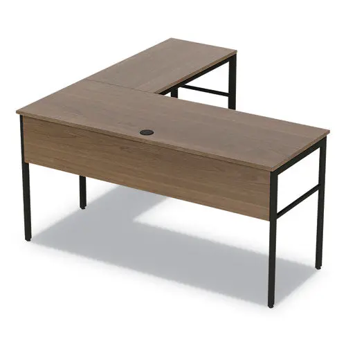 Urban Desk Workstation, 59W X 59D X 29.5H, Natural Walnut 1