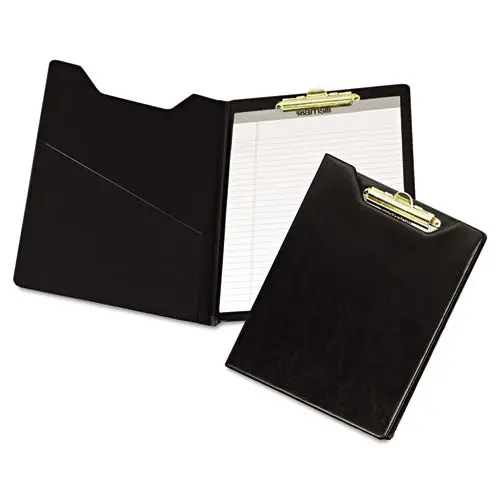Value Padfolio, Heavyweight Sealed Vinyl, Brass Clip, Inside Front Pocket, Black 1