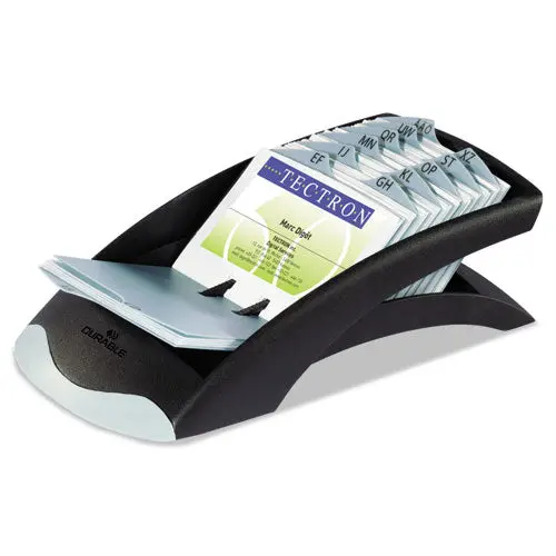 Visifix Desk Business Card File, Holds 200 4 1-8 X 2 7-8 Cards, Graphite-Black 1