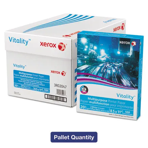 Vitality Multipurpose Print Paper, 92 Bright, 20 Lb, 8.5 X 11, White, 500 Sheets-Ream, 10 Reams-Carton, 40 Cartons-Pallet 1