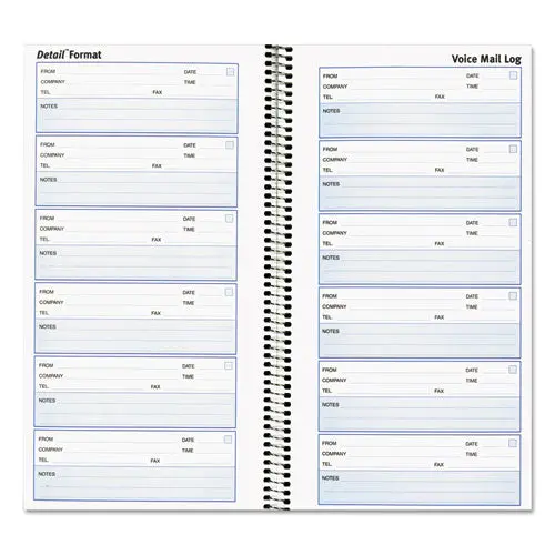 Voice Mail Wirebound Log Books, 5 5-8 X 10 5-8, 600 Sets-Book 1