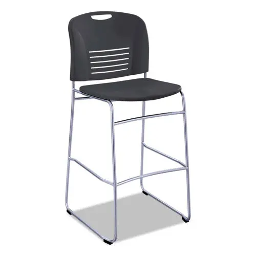 Vy Sled Base Bistro Chair, Black Seat-Black Back, Silver Base 1