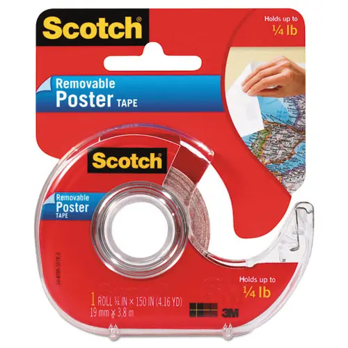 Wallsaver Removable Poster Tape, 1" Core, 0.75" X 12.5 Ft, Clear 1