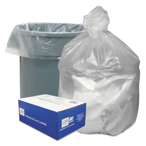 Waste Can Liners, 45 Gal, 10 Microns, 40" X 46", Natural, 250-Carton 1
