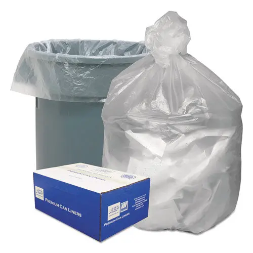 Waste Can Liners, 56 Gal, 14 Microns, 43" X 46", Natural, 200-Carton 1