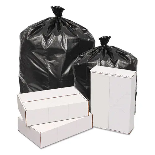 Waste Can Liners, 60 Gal, 1.6 Mil, 38" X 58", Black, 100-Carton 1