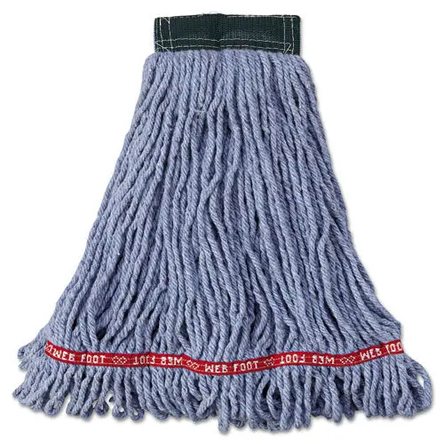 Web Foot Wet Mop Head, Shrinkless, Cotton-Synthetic, Blue, Medium, 6-Carton 1